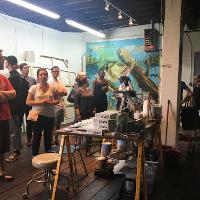 A group of students in an art workshop 