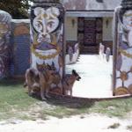Eddie Owens Martin's German Shepherds at the Pasaquan entrance