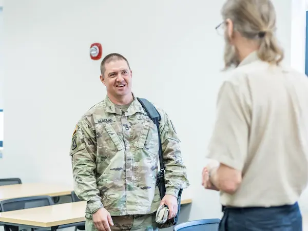 Student wearing a military uniform