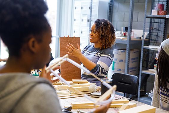 a student working on an art project
