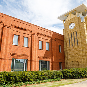 a large brick and stone building