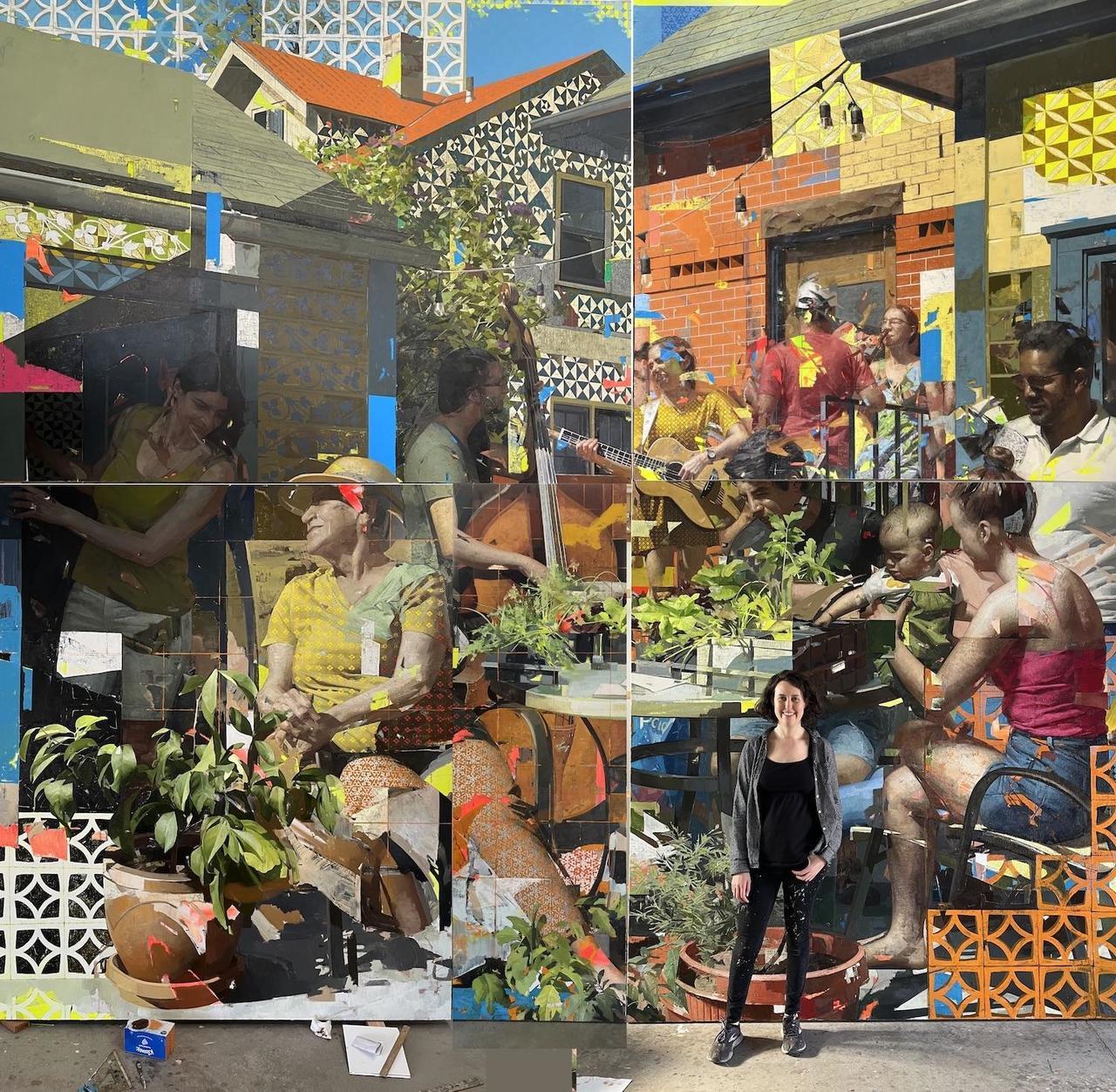 Oil and acrylic on canvas backyard patio