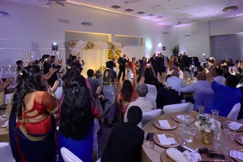 Large party people dancing