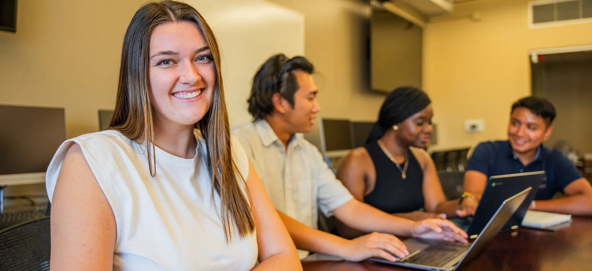Students sitting at a desk