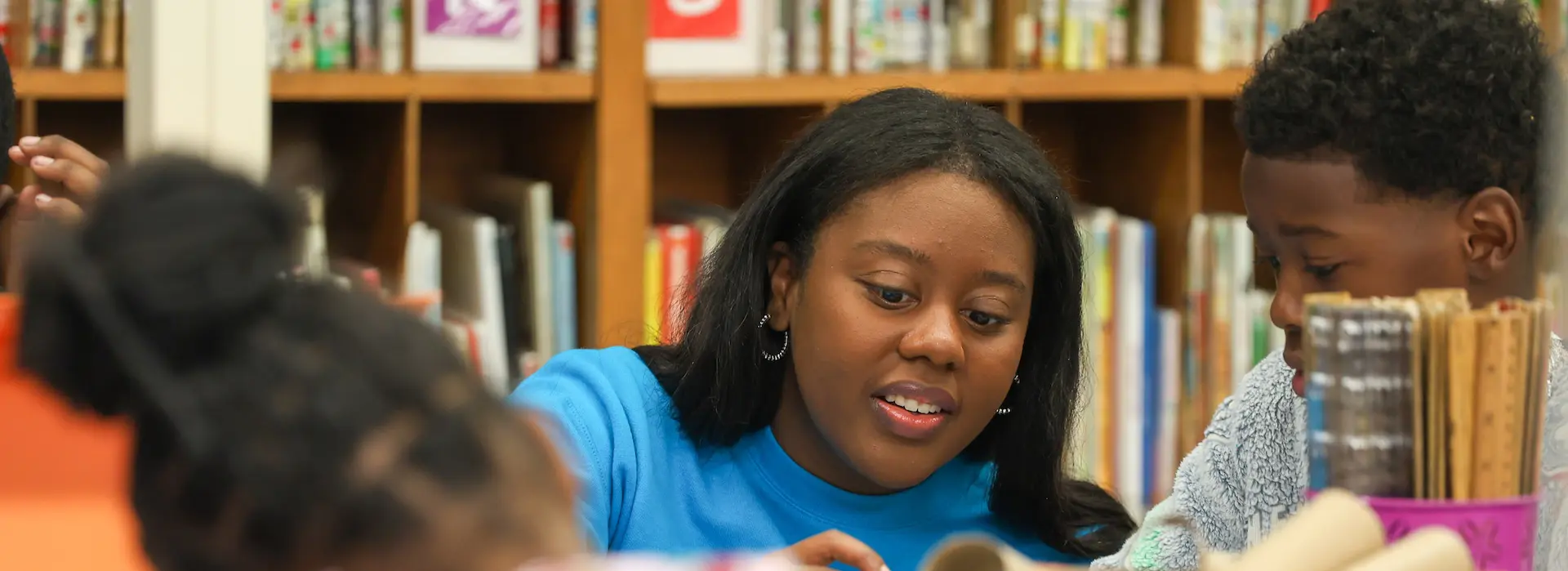 student teacher interning at an elementary school
