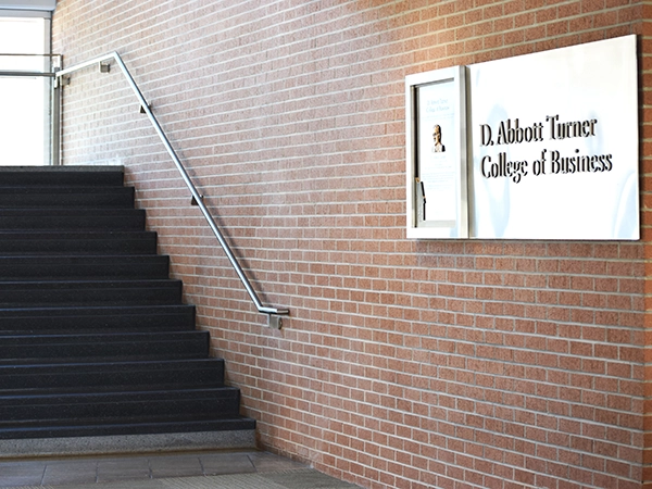 A stairwell by the business college inside the CCT Building.