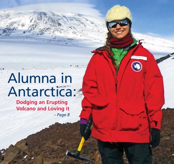 a student in cold weather gear outside in the snow