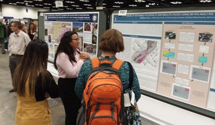 Several students standing in front of a poster presentation