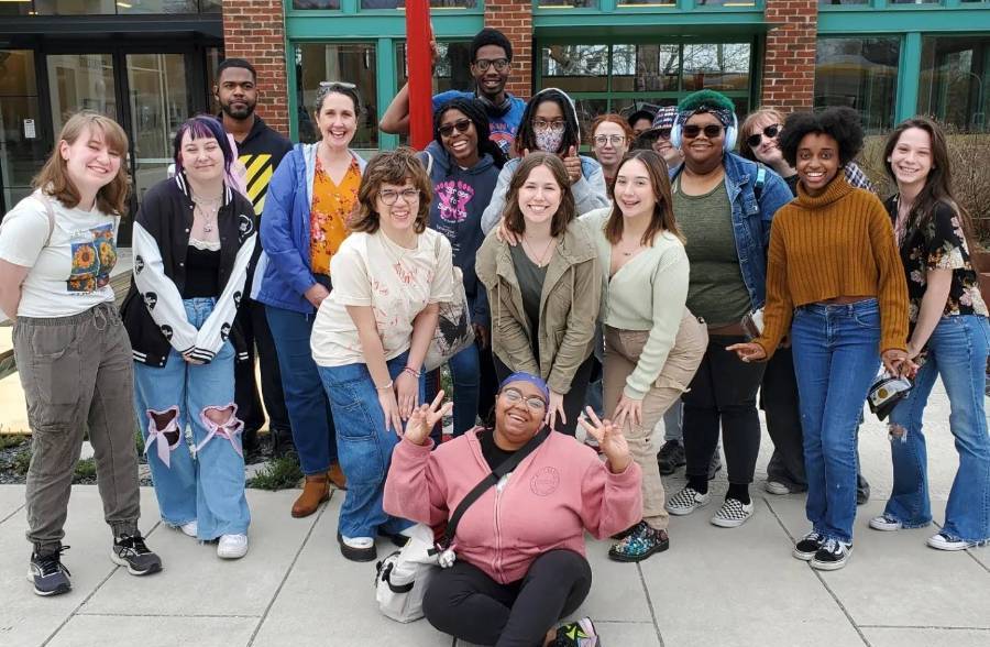 Professor Libby with students