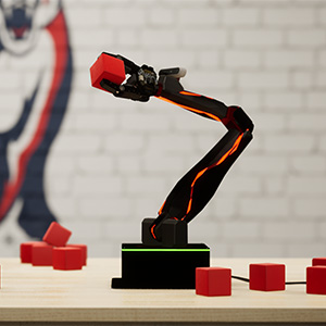 a robotic arm holding a cube