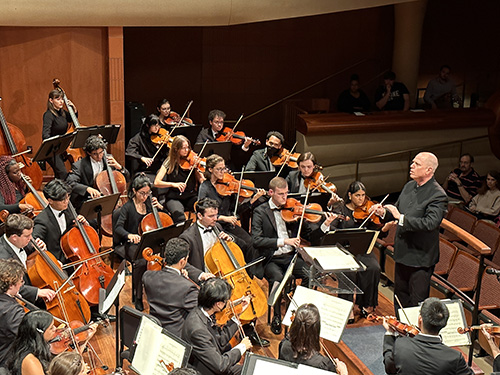 an orchesta playing various instruments