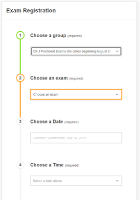 In person testing example registration page